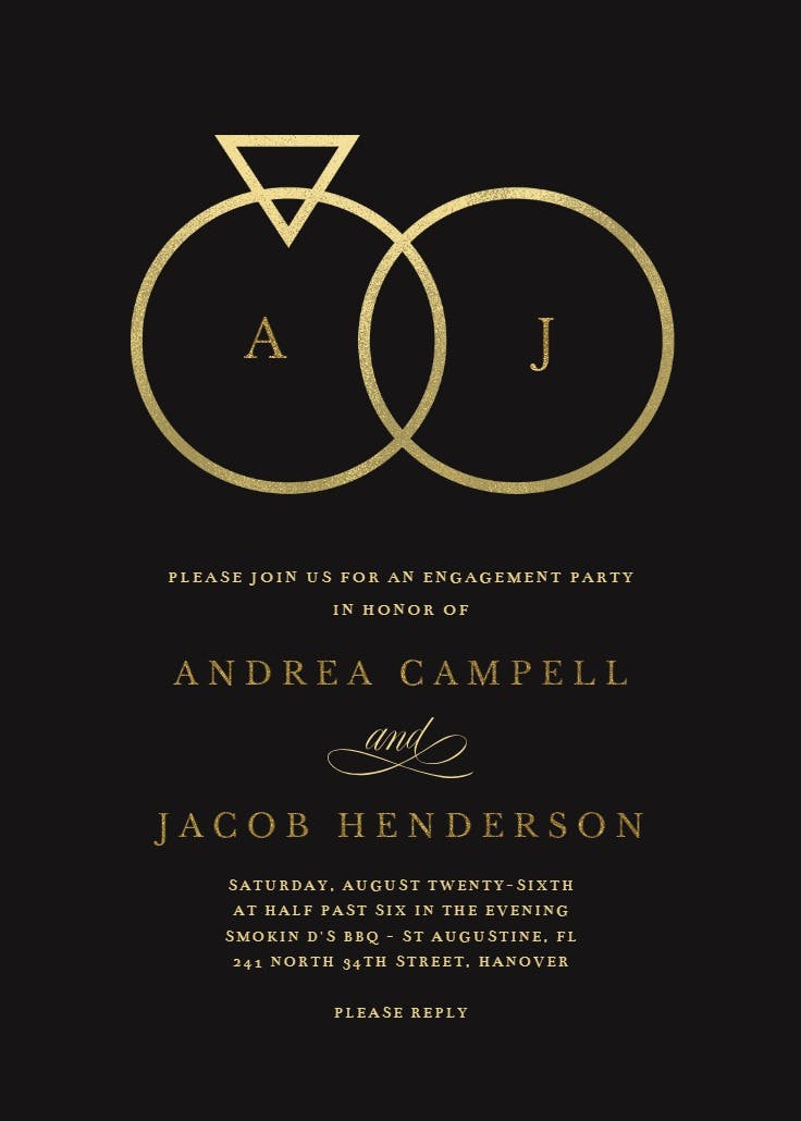 Connected rings - engagement party invitation